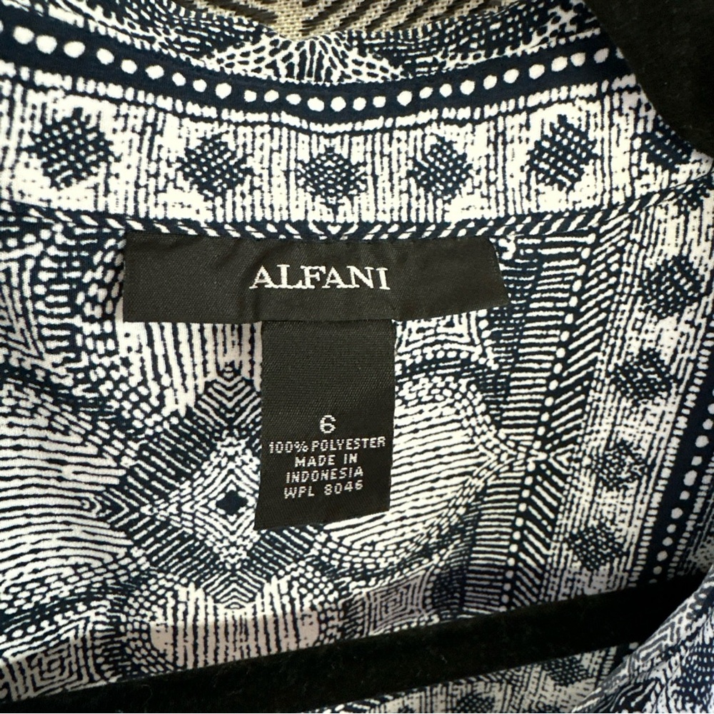 Alfani Women's Black And White Collard Sleeveless Knee Length Dress Size 6 <314> - Picture 5 of 10